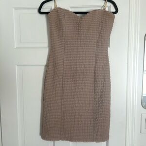 Beige strapless mini dress!